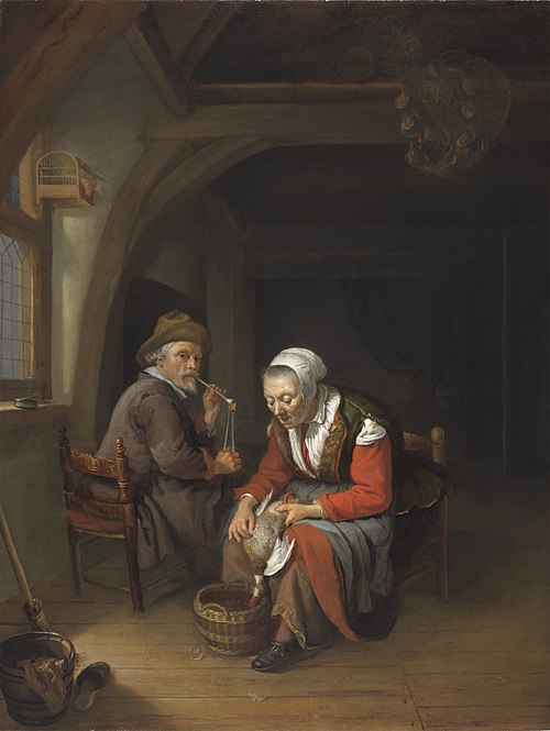 An Elderly Couple in an Interior, 1655, Frans van Mieris l'Ancien