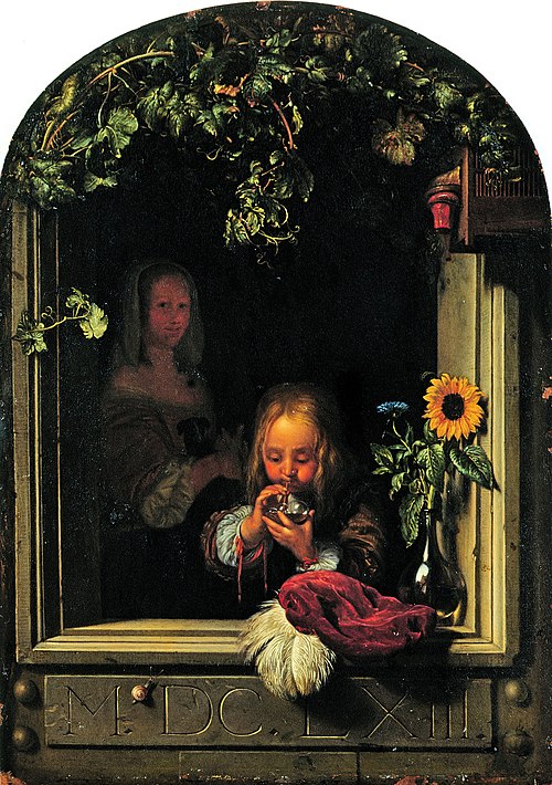 Boy Blowing Bubbles, 1663, Frans van Mieris l'Ancien