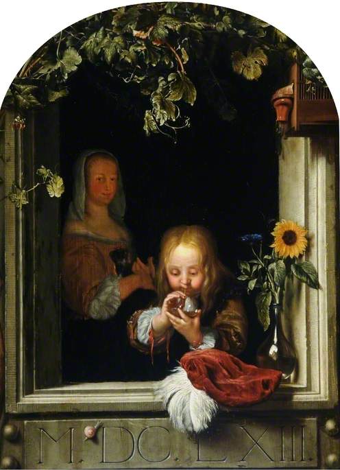 Boy Blowing Bubbles, 1665, Frans van Mieris the Elder