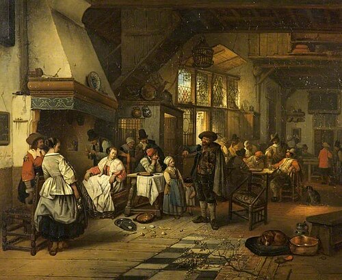 Interior of a Tavern with a Blind Fiddler, 1844, Jan August Hendrik Leys