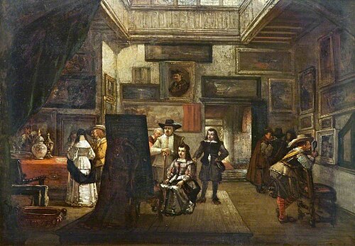 Interior of an Artist's Studio, 1849, Henri Leys