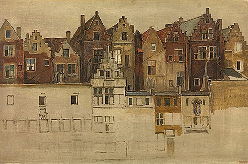 Houses on the Handschoenmarkt, 1866, Henri Leys