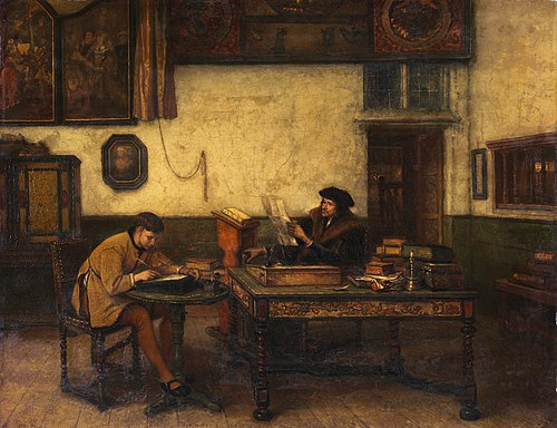 Erasmus in his Study, 1854, Henri Leys