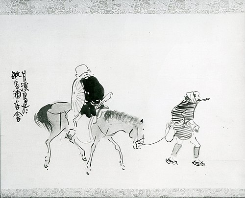 Monk Renshō Riding His Horse Backwards, 1783, Matsumura Goshun