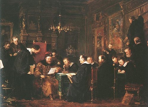 Gábor Bethlen among his Scholars, 1869, Géza Dósa