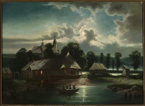 Countryside landscape at night, 1864, Feliks Brzozowski
