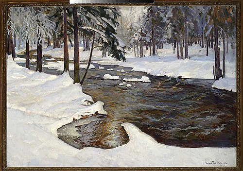 Forest stream in winter, 1919, Stefan Filipkiewicz