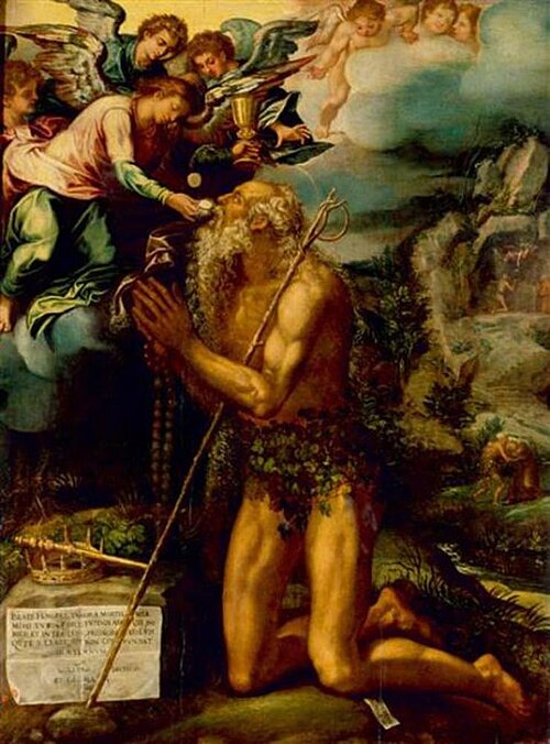 St. Onuphrius receiving Communion, 1583, Vasco Pereira