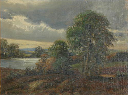 Landscape with hills and a lake., 1908, J. Bentzen-Bilkvist