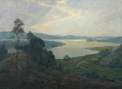 Landscape at the lakes of Silkeborg., 1908, J. Bentzen-Bilkvist