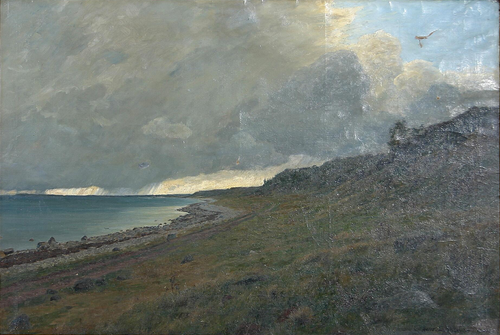 Dark clouds over Lumsaas in Odsherred., 1899, J. Bentzen-Bilkvist