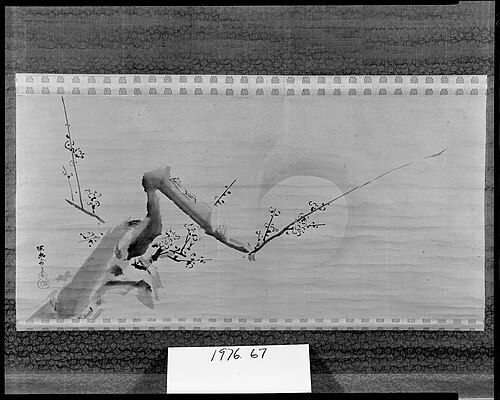 Blossoming Plum Branch and Moon, , Kanō Tan'yū