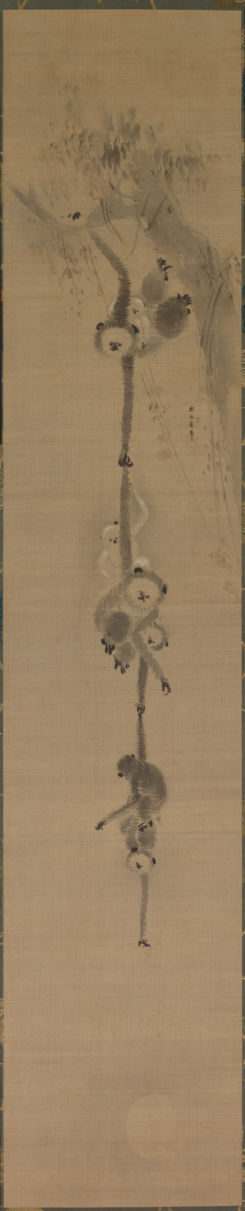 Gibbons Reaching for the Moon, 1638, Kanō Tan'yū