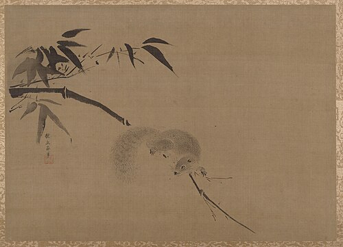 Squirrel on Bamboo, 1650, Kanō Tan'yū