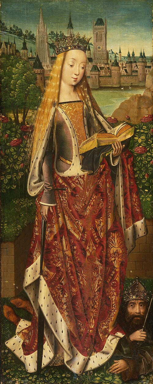 Saint Catherine of Alexandria, with the Defeated Emperor, 1482, Maître de la Légende de sainte Lucie