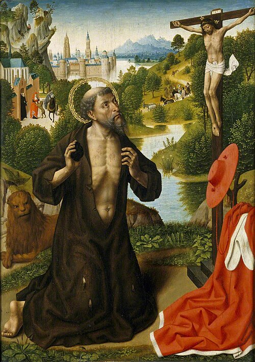 Saint Jerome in a Landscape, 1477, Maître de la Légende de sainte Lucie