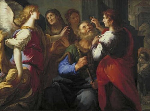 Tobias Curing His Father's Blindness, 1712, Francesco Trevisani