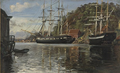 From the Harbour in Arendal, 1848, Johann Siegwald Dahl
