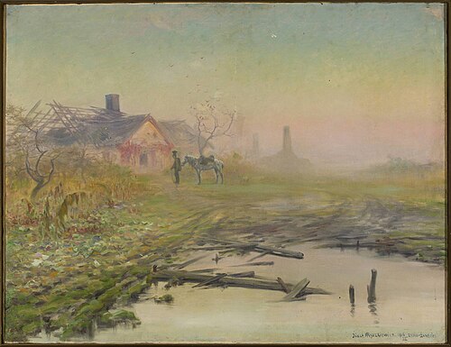 Return to a burned house, 1916, Józef Ryszkiewicz
