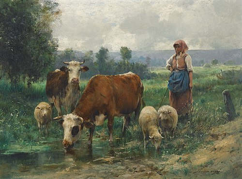 La bergère avec son troupeau, , Julien Dupré