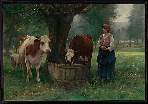Young Woman Watering Cattle, , Julien Dupré