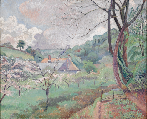 Apple Blossom, Riversbridge Farm, Blackpool, Devon, 1921, Lucien Pissarro