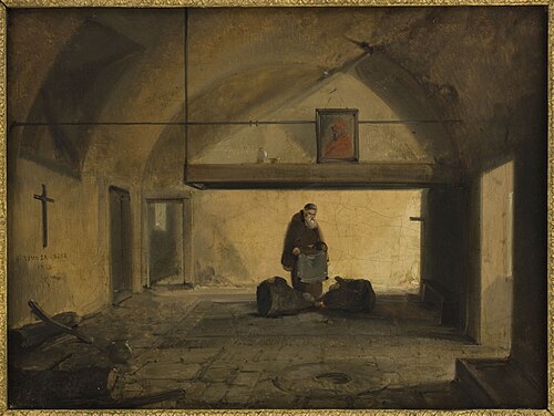Un moine dans une salle voûtée, 1828, François Marius Granet