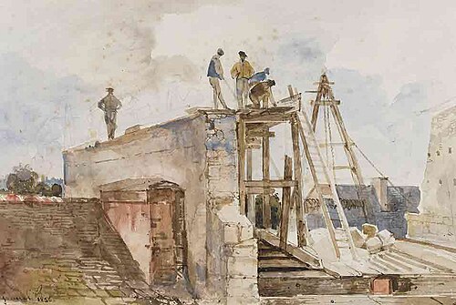 Une maison en construction, vue depuis la fenêtre de Granet à l'Institut, 1836, François Marius Granet