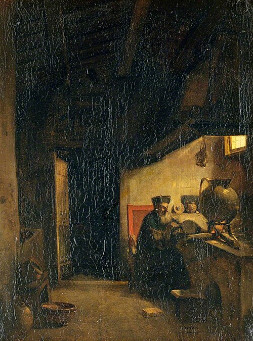 An Alchemist Applying Bellows to a Furnace, , François Marius Granet