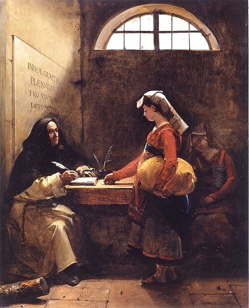 A Peasant Girl buying an Indulgence, 1825, François Marius Granet