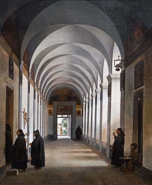 Monks in the Cloister of the Church of Gesù e Maria, Rome, 1808, François Marius Granet