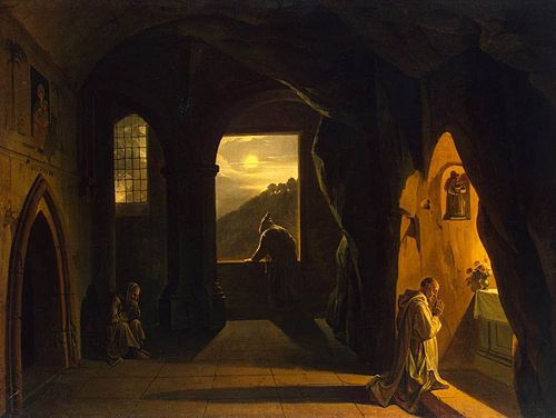 Moines dans une grotte, 1850, François Marius Granet
