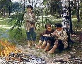 Three Boys in the Woods, 1941, Nikolaï Bogdanov-Belski