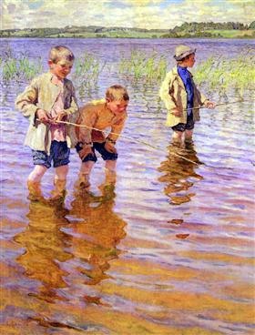 An-afternoon-fishing, 1941, Nikolaï Bogdanov-Belski