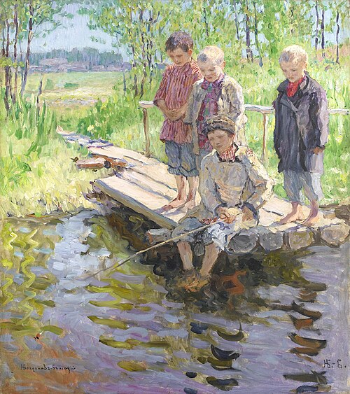 Little boys eager for a catch, , Nikolaï Bogdanov-Belski