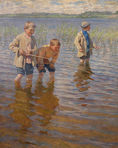Mid-day fishing, 1917, Nikolaï Bogdanov-Belski