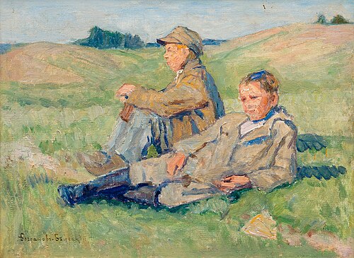 Resting boys, , Nikolaï Bogdanov-Belski