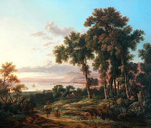 Landscape with Figures beside a Loch, , Alexander Nasmyth