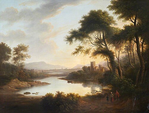 A Rocky Wooded Landscape, with Ruined Castle beside a Loch, , Alexander Nasmyth