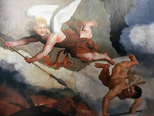 L'arcangelo Michele caccia Lucifero, , Giovanni Francesco Caroto