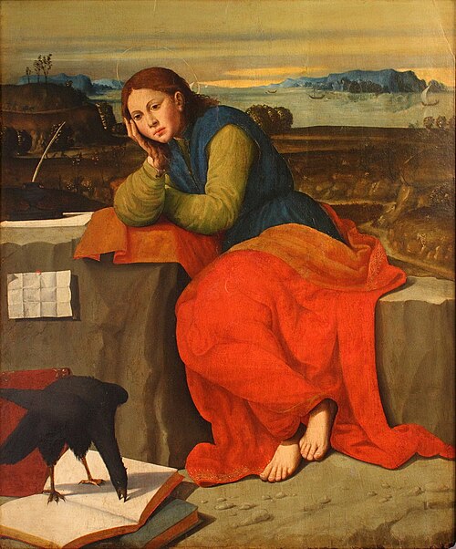 Saint John at Patmos, 1528, Giovanni Francesco Caroto