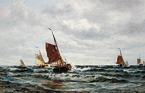 Fishing boats off Scheveningen., 1883, Holger Drachmann