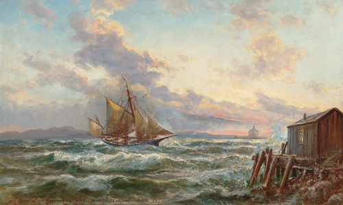 Ships off the coast at Halifax., 1899, Holger Drachmann