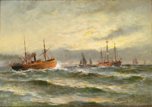 Ships around a lightship., 1898, Holger Drachmann