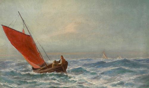 A fishing boat at sea., 1886, Holger Drachmann