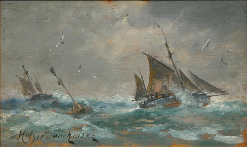 Ships in a storm. Study., 1886, Holger Drachmann