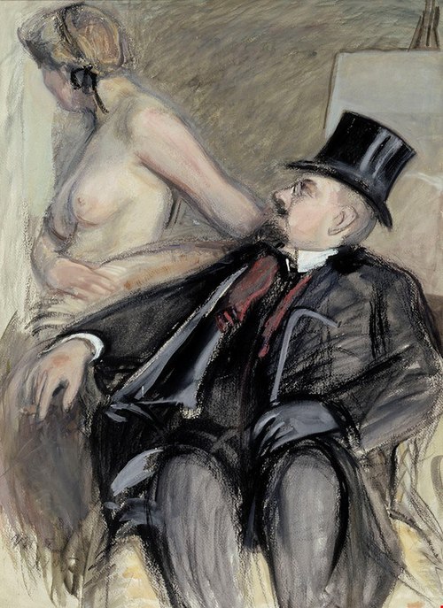 Arne Cederholm with a Model, 1905, Magnus Enckell
