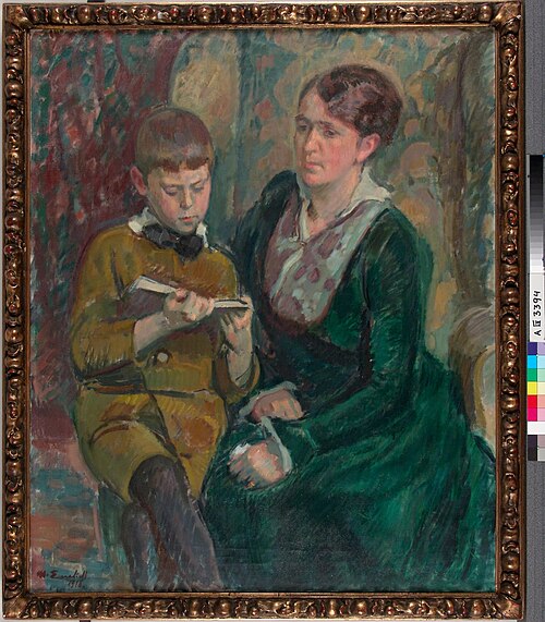 Mrs. Esther Cederhvarf with Her Son, 1916, Magnus Enckell