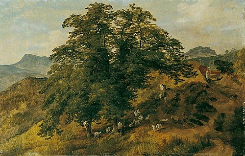 View of Civitella and the Sabine Mountains, 1839, August Wilhelm Julius Ahlborn