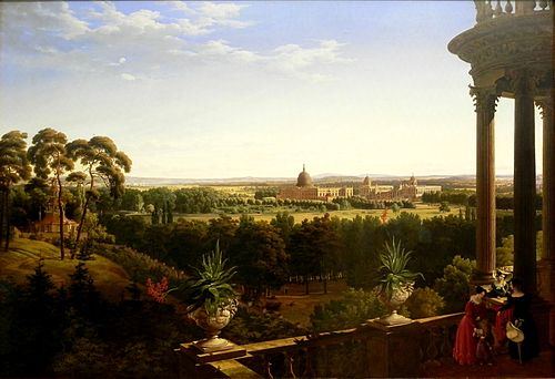 Blick auf das Neue Palais in Potsdam, 1826, August Wilhelm Julius Ahlborn